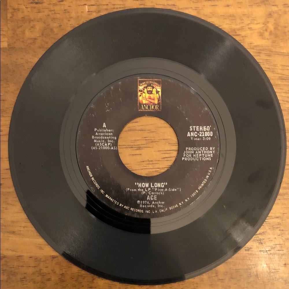 Ace Vinyl 45 Record How Long/Sniffin’ About